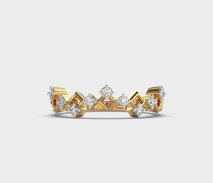 Bague Éternité Géométrique en Diamants en Or Jaune, Sertie à Griffes, Style Classique pour Femme - Product Image 1