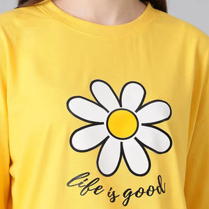 Camiseta Gráfica para Mujer, Superventas, Algodón Jersey, Manga Corta, Estampada, Informal, Marca Privada, Fabricante OEM, Venta al Por Mayor - Product Image 5