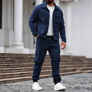 Conjunto Deportivo Cortavientos para Hombre, Color Sólido, con Logotipo Personalizado, Chaqueta de Manga Larga y Pantalones Jogger, Ropa Deportiva Informal para Entrenamiento al Aire Libre - Product Image 6