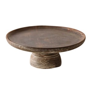 Handcrafted Wooden <b>Cake</b> Stand with Hand-Carved Floral Border Premium Acacia Wood Pedestal for <b>Weddings</b> Birthdays - Product Image 2
