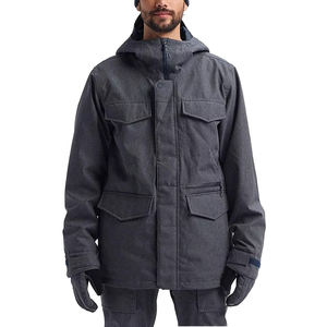 <b>Men's</b> Waterproof Hooded Puffer <b>Jacket</b> <b>Long</b> Sleeve Thick Polyester Winter Workwear Style Solid Color Zipper Closure - Product Image 1
