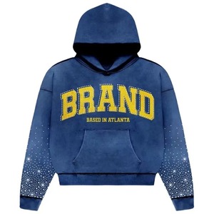 Sudadera con Capucha para Hombre, Estilo Urbano, Brillante, con Pedrería y Diamantes Bordados, Ecológica, 100% Algodón, Felpa Francesa, con Bolsillo, Corte Regular - Product Image 5