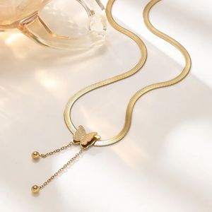 Elegante Collar de Mariposa Unisex con Diseño de Borla Hecho de Acero de Titanio Electrochapado - Product Image 3