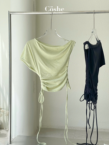 Coshe Nalita haut doux épaules dénudées cordon haut court tissu extensible féminin élégant Vibe femmes vêtements quotidiens vêtements d'été - Product Image 5