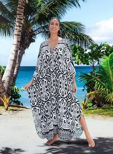 V Neck Maxi Abaya <b>Dress</b> Long Sleeve Floral Pattern <b>Loose</b> Fit Asymmetrical Hem Women's Eid Ramadan Elegant Breathable Daily Wear - Product Image 5