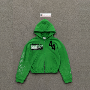 NOUVEAU SWEATSHIRT ZIPPÉ VERT POUR HOMME DE QUALITÉ SUPÉRIEURE, EN POLAR, D'ORIENTATION REGULIÈRE, AVEC IMPRESSION AVANT ET POCHES, VÊTEMENT CASUEL D'AUTOMNE - Product Image 5