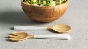 Elegant Wooden Salad <b>Serving</b> Set with Natural Finish for Kitchen Table and Buffet Presentation - Product Image 1
