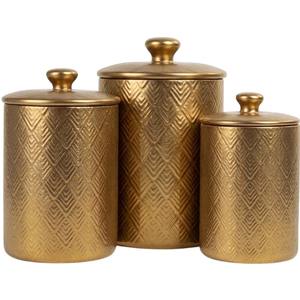 Juego de Recipientes de Acero Inoxidable de Calidad Deluxe con Diseño de Diamantes en Relieve para Almacenar Alimentos como Harina, Azúcar y Café, en Oferta - Product Image 2