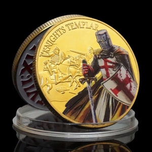 Moneda Conmemorativa de los Caballeros Templarios Tradicionales, Bañada en Oro de 4cm, Cruz Roja Personalizada, Coleccionable, Venta al Por Mayor - Product Image 2