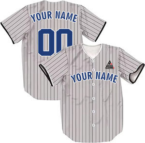 Camiseta de Béisbol Personalizada 2025 con Rayas Negras, Cuello en V Blanco, Botones, Uniforme de Equipo, Nombre y Número Personalizados, Estilo Profesional, Venta al Por Mayor - Product Image 5