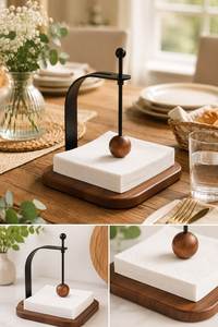 Premium Handmade Wooden Table <b>Tissue</b> Holder Decorative Napkin Stand Modern Multi-Purpose Eco-Friendly Home Kitchen Organizer - Product Image 5