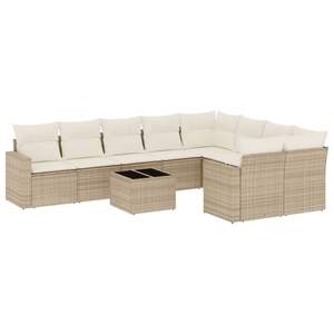 Conjunto de Sofás Grandes para Jardín en Ratán Sintético PE Beige y Acero con Recubrimiento en Polvo - Product Image 2