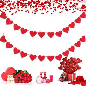 Ghirlanda di Cuori per San Valentino, Striscioni di Cuori in Feltro Rosso e Rosa, Ghirlande per Matrimoni, Anniversari, Caminetti - Product Image 1