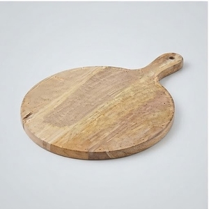 Planche à découper ronde en bois de manguier artisanale avec poignée en bois, écologique, antibactérienne, durable, épaisseur 2,0 cm, passe au lave-vaisselle - Product Image 1