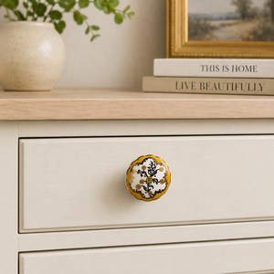 SHUBHAM Scalloped Floral <b>Ceramic</b> Cabinet <b>Knob</b> Decorative <b>Drawer</b> Pull Vintage Furniture Hardware for Home Decor - Product Image 2