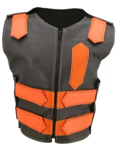 LEATHER VEST BLACK Body Cooling Cool Working Protect from Heat Cold Gel Vest Jacket with Ice Gel Cool Cold Heat Pack Industrial