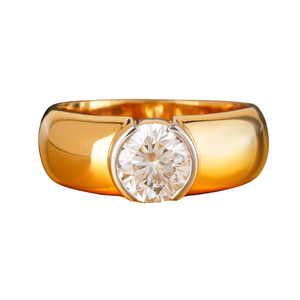 Bague solitaire pour homme en diamant de laboratoire 2,05 carats, or jaune massif 14 carats, VVS-VS DEF, alliance à sertissage griffe, matériau or blanc - Product Image 1