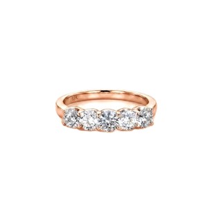 Anillo de Oro Sólido de 9K, 10K, 14K, 18K con Cinco Diamantes Redondos Creados en Laboratorio, Montura Compartida, Color DEF, Claridad VS VVS, Certificado IGI - Product Image 1