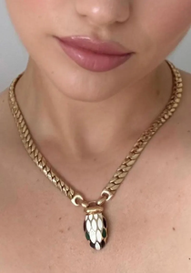 18K Gold Plated Rope <b>Chain</b> Pendant Necklace With Oval Bezel Set Stone Unisex Hiphop Style Everyday Wear - Product Image 3