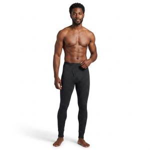 Leggings de Compresión Largos para Hombre, Color Negro Sólido, Spandex y Poliéster, Transpirables, de Secado Rápido, Cintura Elástica con Cordón Ajustable, 180g - Product Image 4