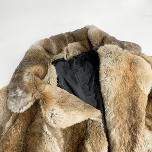 Manteau en fourrure de lapin Rex gris naturel, long et luxueux, en fourrure douce, pour homme, tendance - Product Image 3