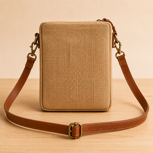 HINDVANTA GLOBAL Eco-friendly Jute Material Sling Bag Crossbody Shoulder <b>Purse</b> Adjustable Strap Zipper Closure Casual Mini - Product Image 4