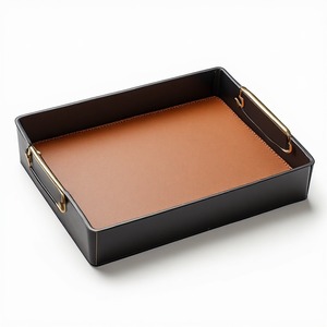 Plateau en cuir véritable de luxe, conçu pour la décoration moderne de la maison et le service élégant, avec une construction durable et une finition raffinée - Product Image 1