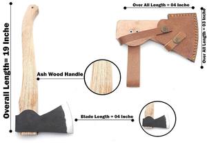 Hache en acier au carbone forgée à la main, manche en bois de frêne, étui en cuir, pour camping, bushcraft, fendage et découpe, vente directe usine B2B OEM - Product Image 2