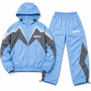 Custom Light Blue Black <b>White</b> Hooded Windbreaker Tracksuit Jacket and <b>Jogger</b> Pants Sportswear Set - Product Image 6