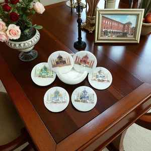 Sous-verres en marbre floral d'Agra, ensemble de sous-verres en pierre faits à la main - Product Image 5