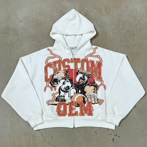 Sudadera con Capucha para Hombre, Personalizada con Impresión Digital, Estilo Vintage, Corte Holgado, Cierre de Cremallera, Tejido Grueso de 400 GSM - Product Image 2