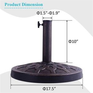 Base per Ombrellone da Giardino/Patio in Bronzo Rinforzato da 18 Pollici, 30 libbre, con Perno Verticale in Resina+Acciaio e Manopola Girevole per Stabilità Massima - Product Image 2