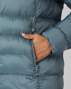 Veste matelassée à capuche unisexe, hiver, rembourrée de duvet, coupe-vent, fermeture éclair, coupe classique, gris, polyester - Product Image 5