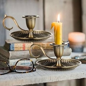 candle holder Flameless waterproof candle set Long-burning unscented candles Decorative Pillar Candle Holder Gold Finish Ornate - Product Image 4