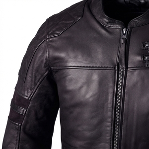 <b>Men's</b> Casual Genuine Leather <b>Jacket</b> Classic Biker Style Zip Up Casual Outdoor Motorcycle Fashion <b>Jacket</b> - Product Image 6