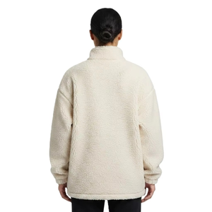 Women's Solid Color Sherpas Fleece 100% Cotton Jackek Linned Oversized Quarter Zip Top Embroidery Custom Logo Private Hoodies - Product Image 2