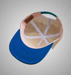 Casquette de camionneur personnalisée, blanche et beige, en maille, avec visière bleue, design brodé, 6 panneaux, unisexe, décontractée, printemps-été, adulte - Product Image 2
