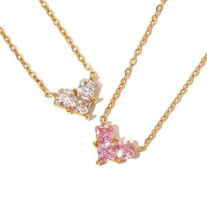 Collier pour femme en or plaqué 14 carats avec diamants ronds brillants, certifié IGI, pierres claires classiques fantaisie, à porter au quotidien - Product Image 1