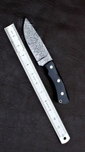 มีดพกพาใบเหล็กดามัสกัส ด้ามไม้ พร้อมปลอกหนัง มีดสั่งทำพิเศษ - Product Image 2