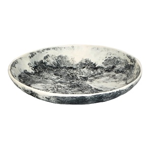 Meilleur vendeur en Inde Bol de service en résine écologique gris et blanc Plat fait à la main Passe au lave-vaisselle Pour les fêtes Utilisation à domicile Fabriqué en Inde - Product Image 1