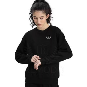 Custom Logo Black <b>Jumper</b> Ladies Long Sleeve Sweatshirts Quick Dry 100%Cotton Fleece Casual Crew Neck Wholesale Bulk Orders - Product Image 4