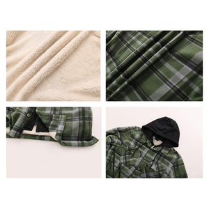 Camisa de franela a cuadros de manga larga informal vintage para hombre, sudadera con capucha de franela de manga larga para hombre - Product Image 4