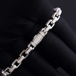 Pulsera de Diamantes Moissanite VVS de Corte Redondo para Hombre, Pulsera de Plata 925 con Incrustaciones de Diamantes, Estilo Hip Hop de Lujo para Uso Diario - Product Image 3