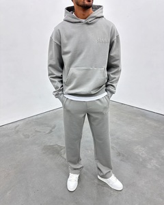 Winter Custom Logo Track Suits French Terry Hoodie Set Mens Blank Heavy Weight <b>Thick</b> <b>Fleece</b> Cotton Oversized Tracksuits for Men - Product Image 1