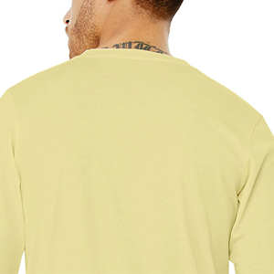 Camiseta de manga larga para hombre, color amarillo claro, mezcla de algodón, cuello redondo, informal, básica - Product Image 6