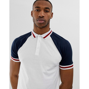 <b>Men's</b> Color Blocked <b>Polo</b> Shirt Short Sleeve <b>White</b> Navy Cotton Casual Knitted Breathable Style - Product Image 2
