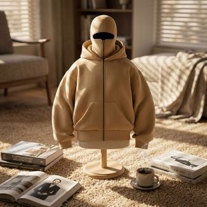 Double Hood Zip Up Sweatshirt Men's 250g Fleece Loose Fit Streetwear Hoodie Custom Logo Autumn Casual OEM ODM Wholesale - Product Image 4