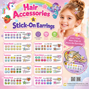Barrettes pour cheveux d'enfants avec des motifs de cœur, d'étoile et de paillettes, accessoires décoratifs pour un usage quotidien, emballage en carton pour les fêtes - Product Image 2
