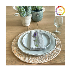 Natural Rattan Placemat 35cm | Handmade <b>Round</b> Charger Plate | Boho <b>Table</b> Decor OEM Manufacturer - Product Image 5