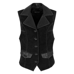 Chaleco de Cuero Genuino para Mujer, Sin Mangas, con Botones al Frente, Estilo Clásico, Fabricación OEM/ODM, Etiqueta Privada, Venta al Por Mayor - Product Image 1